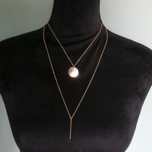 💸FREE WITH PURCHASE Minimalist Gold Tone Two Layer Geometric Necklace